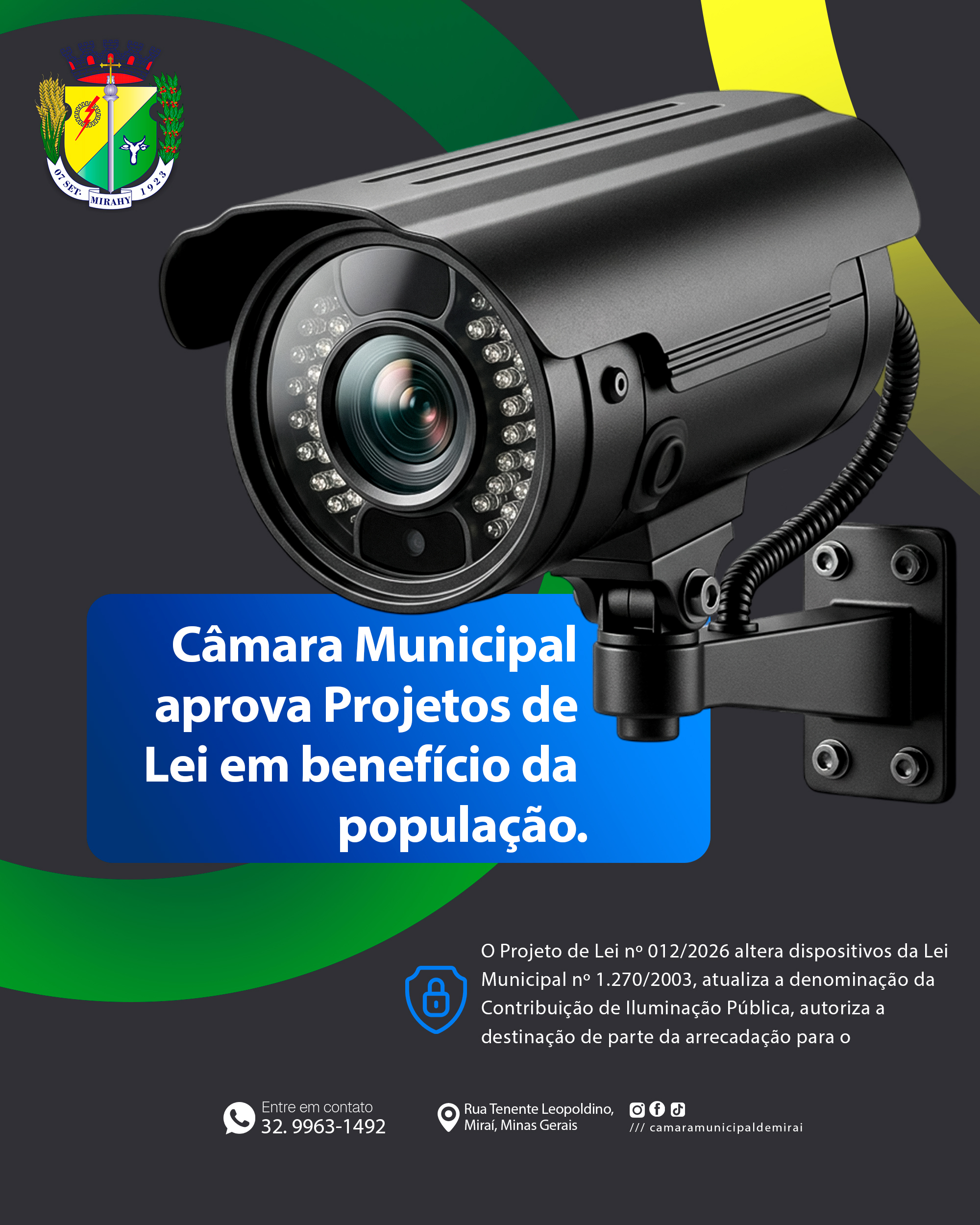  Projeto de Lei nº 012/2026 aprovado!